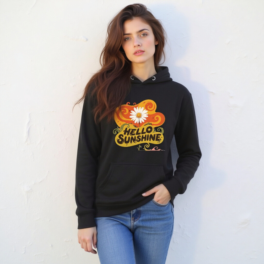Unisex Premium Pullover Hoodie - Hello Sunshine Daisies & Sunburst Design - Image 7