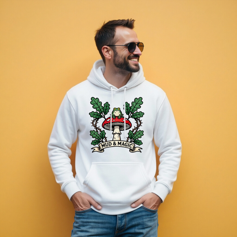 Unisex Mud & Magic Mushroom Frog Hoodie - Premium Pullover - Image 5