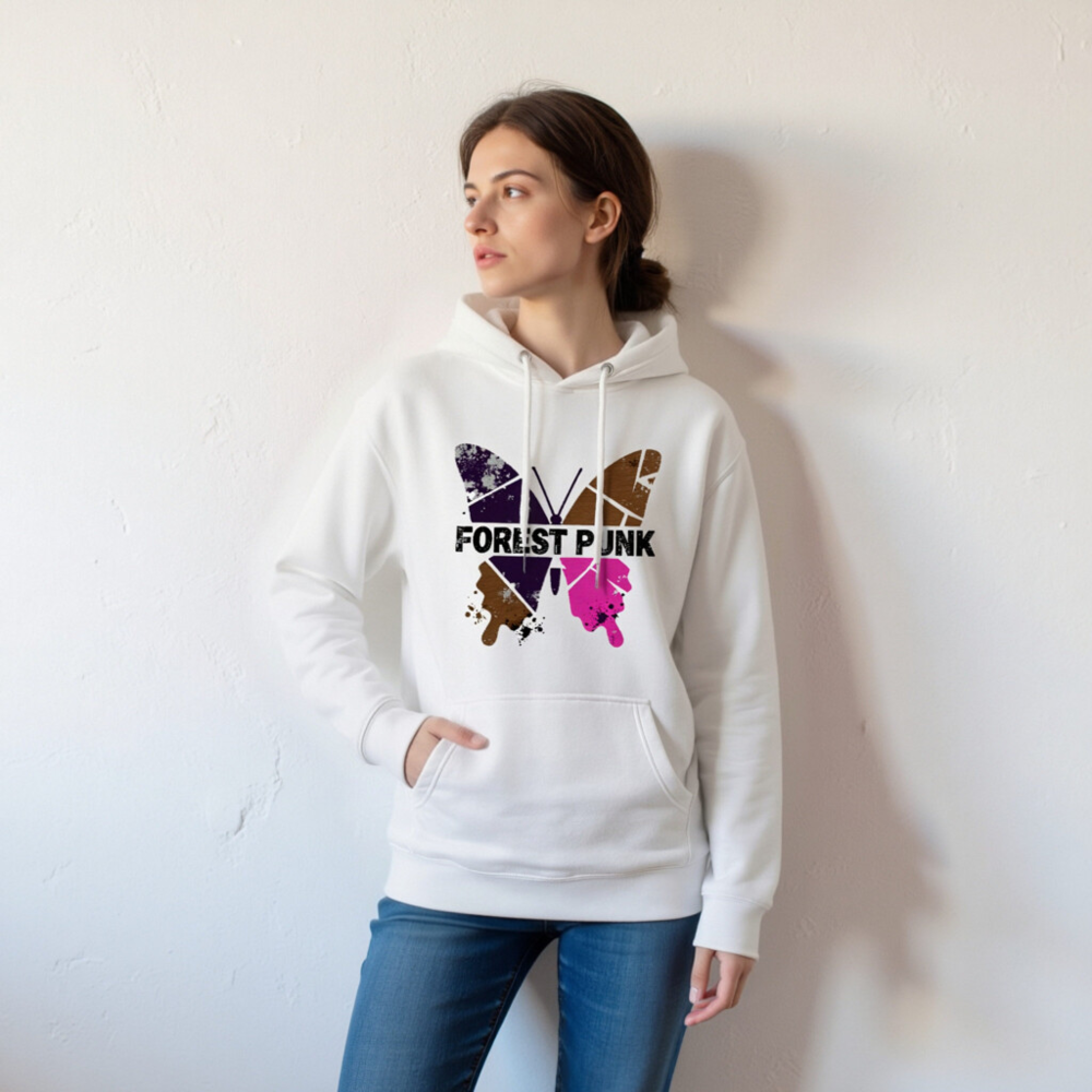 Forest Punk Butterfly Unisex Hoodie - Premium Pullover, Eco-Friendly Soft Fabric - Image 3