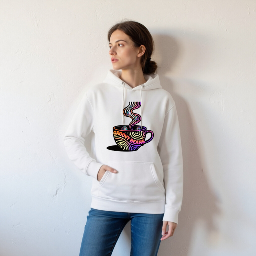 Unisex Groovy Beans Hoodie | Premium Pullover with Disco Coffee Art - Image 3