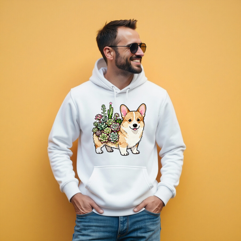Corgi with Succulents Unisex Hoodie - Premium Pullover, Comfortable & Stylish - Image 5