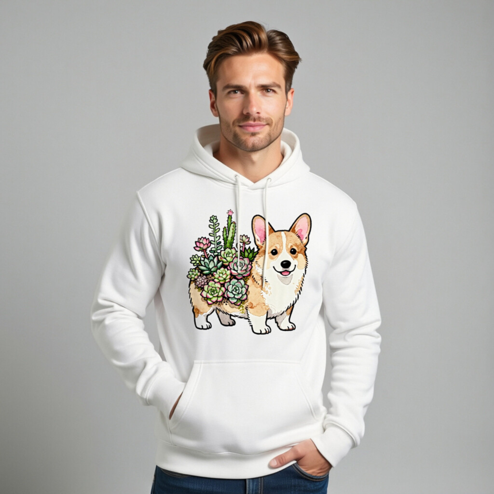 Corgi with Succulents Unisex Hoodie - Premium Pullover, Comfortable & Stylish - Image 7