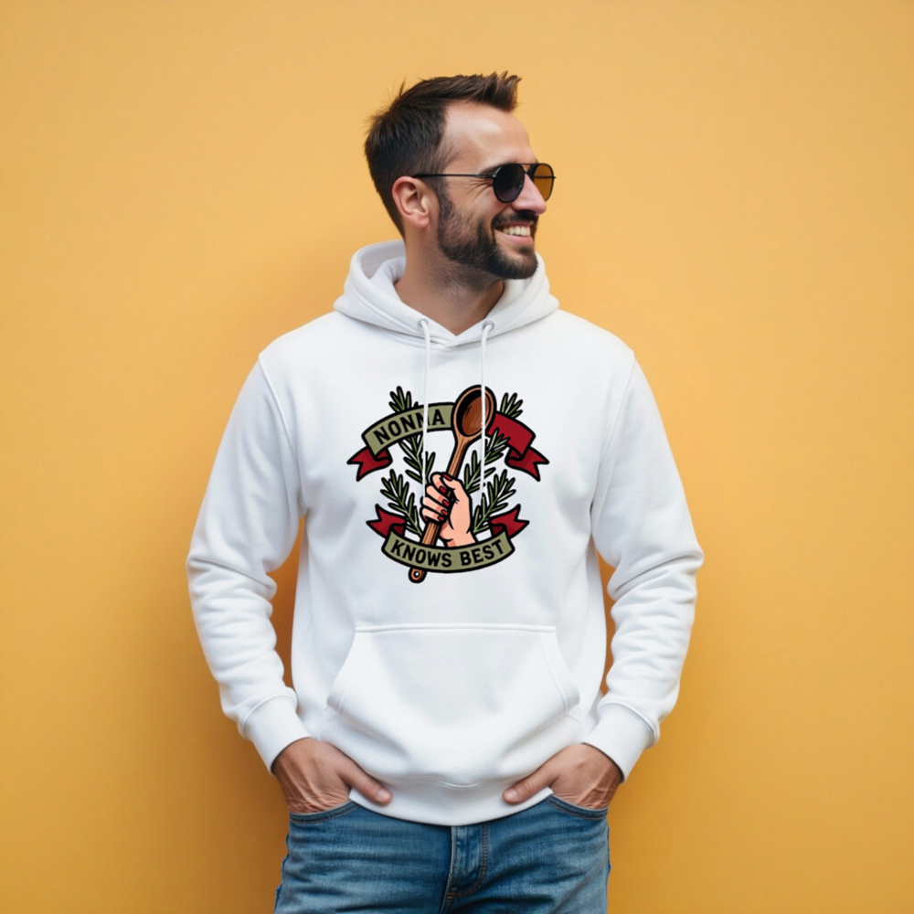 Nonna Knows Best Unisex Hoodie - Premium Pullover with Wooden Spoon & Rosemary Design - Image 5