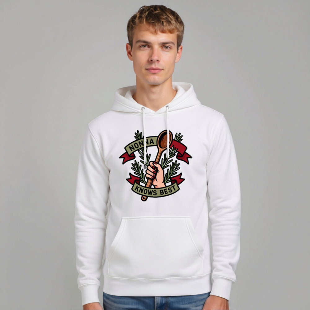 Nonna Knows Best Unisex Hoodie - Premium Pullover with Wooden Spoon & Rosemary Design - Image 6