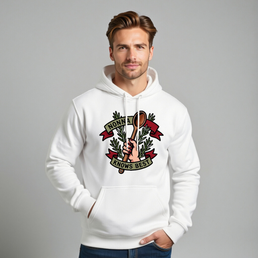 Nonna Knows Best Unisex Hoodie - Premium Pullover with Wooden Spoon & Rosemary Design - Image 7