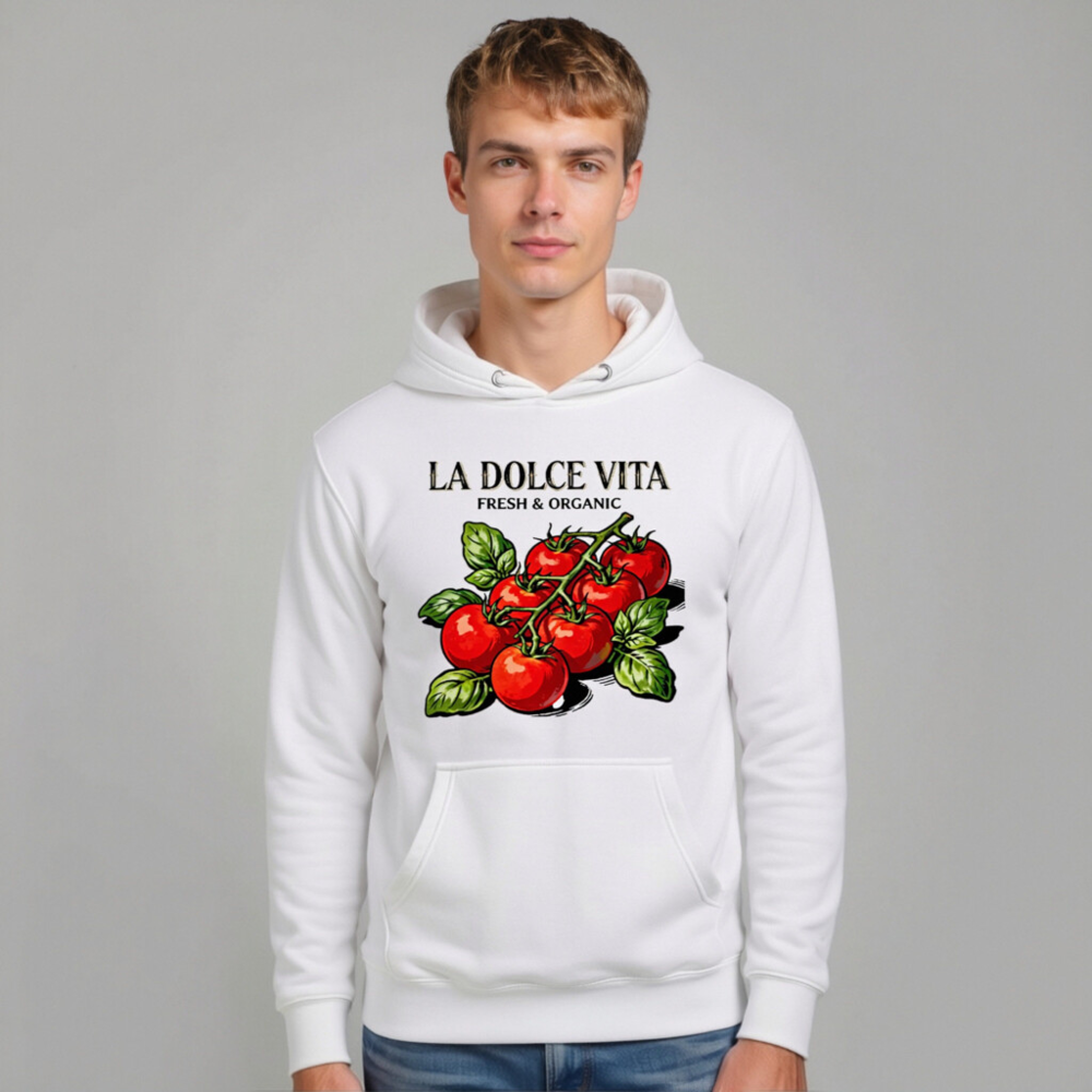 La Dolce Vita Organic Tomato Hoodie - Unisex Premium Pullover - Image 6