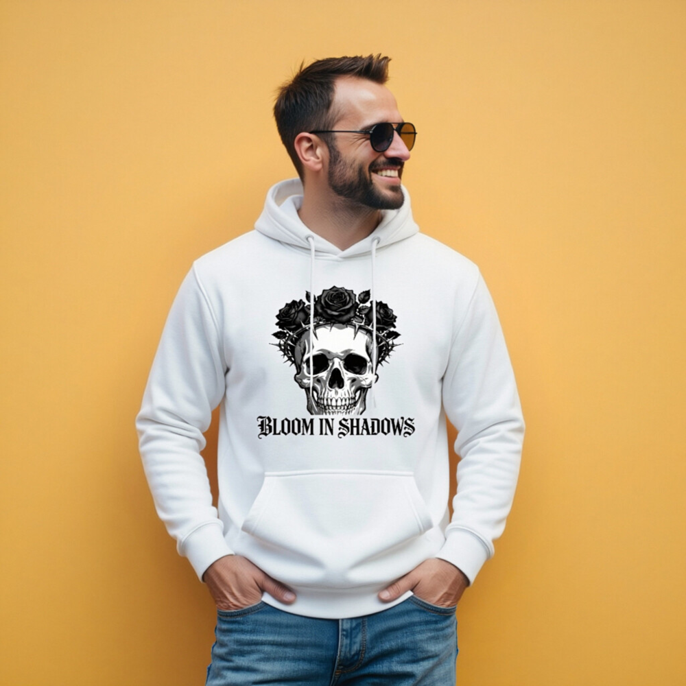 Unisex Premium Pullover Hoodie - Skull with Roses & Thorn Crown | Bloom in Shadows - Image 5