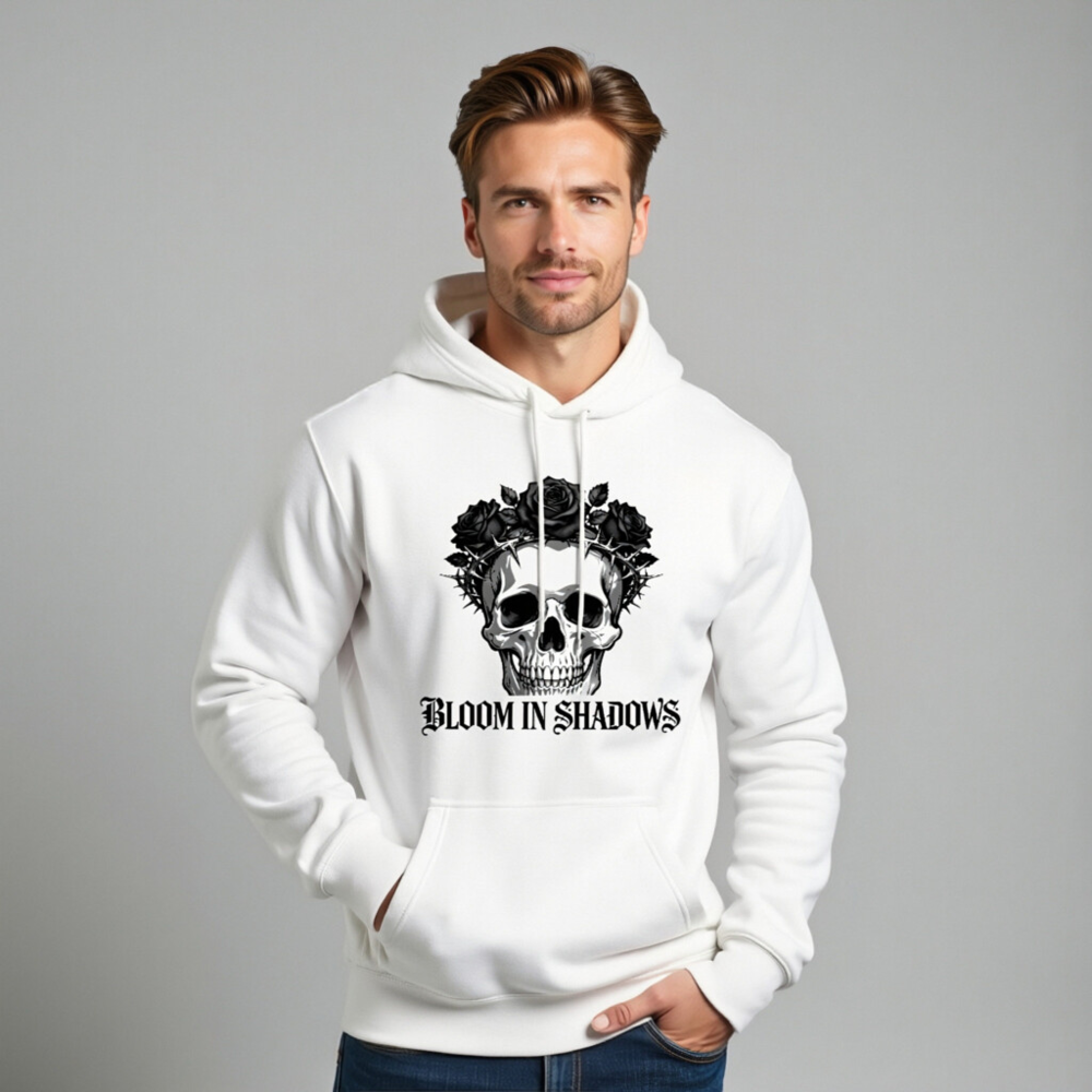 Unisex Premium Pullover Hoodie - Skull with Roses & Thorn Crown | Bloom in Shadows - Image 7