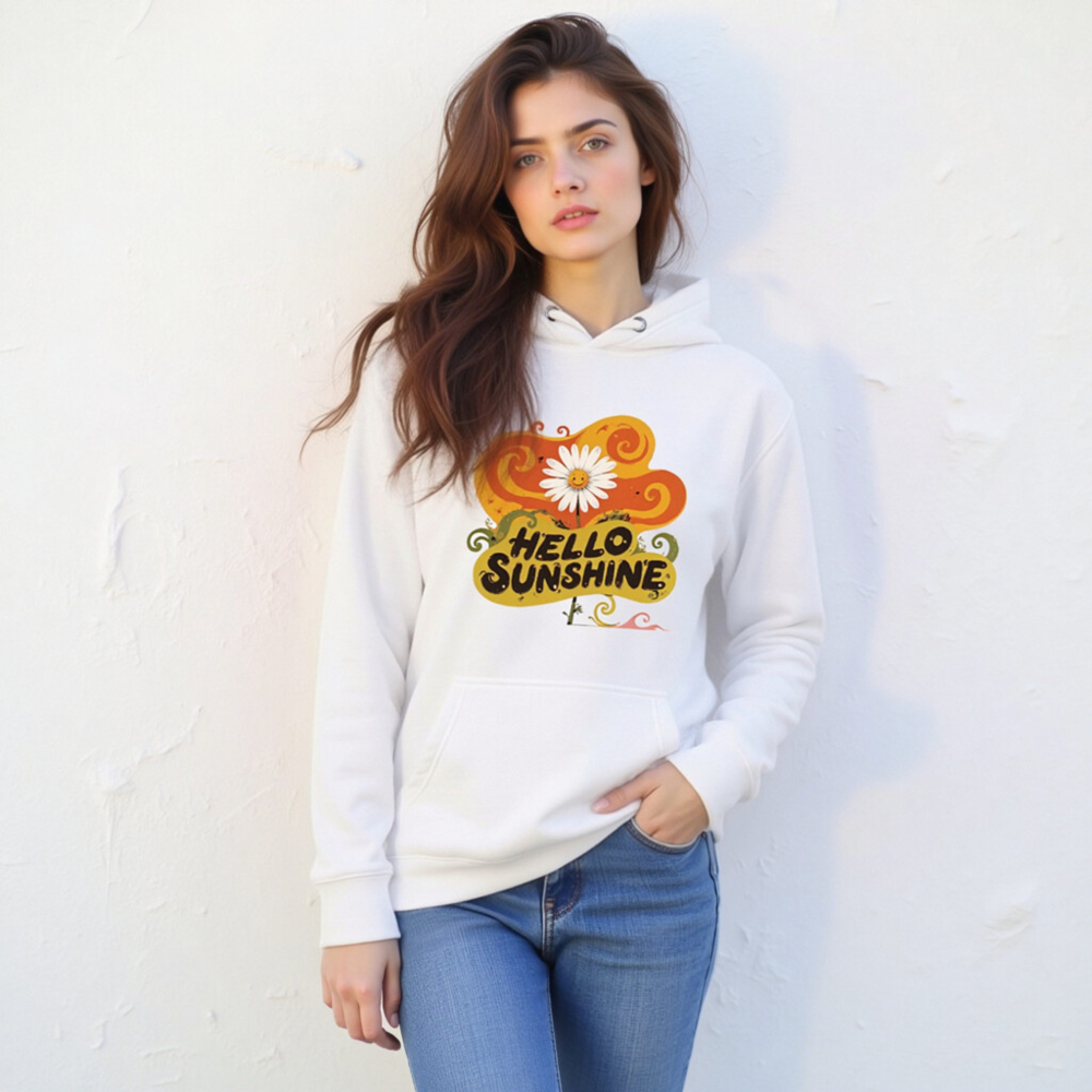 Unisex Premium Pullover Hoodie - Hello Sunshine Daisy Graphic - Image 4