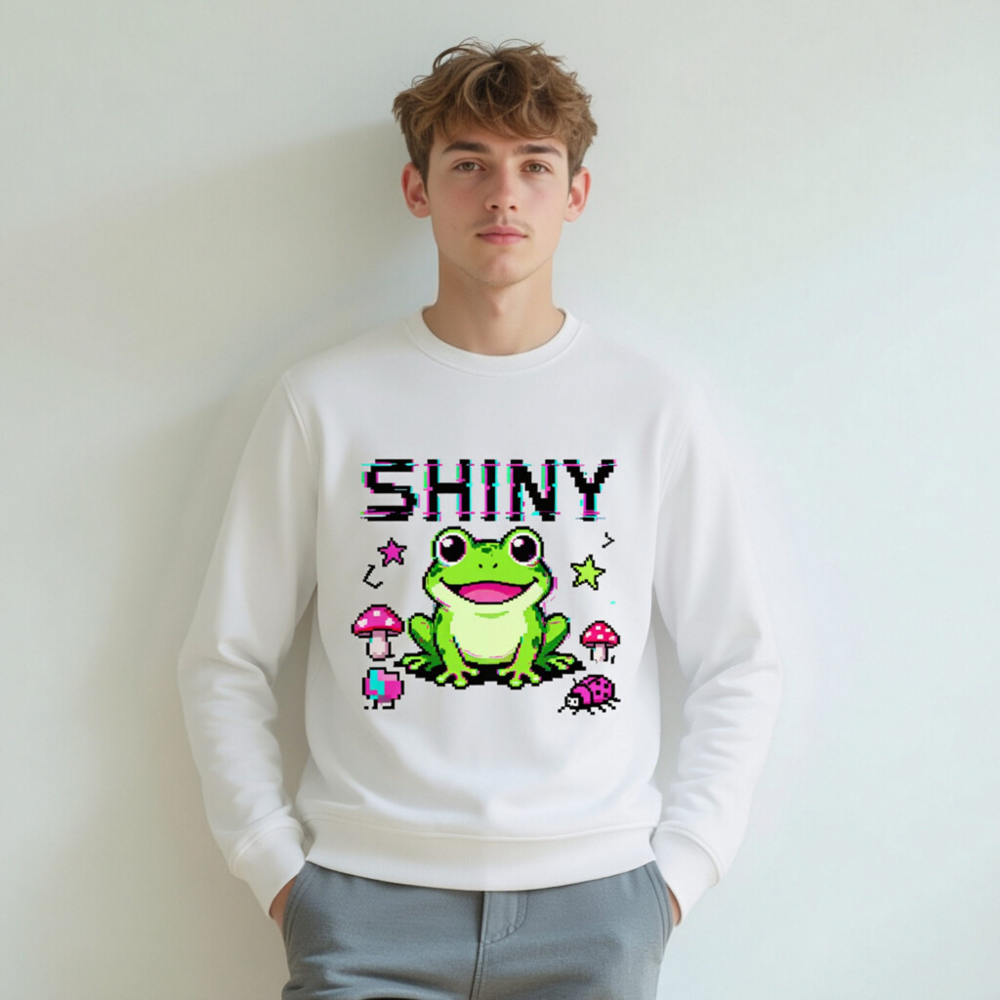 Shiny Frog Pixel Art Unisex Organic Sweatshirt - Eco-Friendly & Comfortable - Image 5