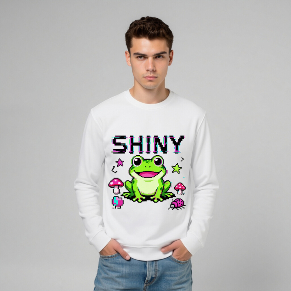 Shiny Frog Pixel Art Unisex Organic Sweatshirt - Eco-Friendly & Comfortable - Image 7