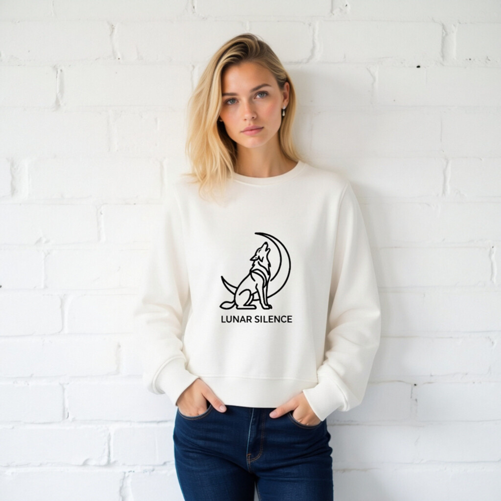 Unisex Organic Sweatshirt | Lunar Silence Wolf Moon Design - Image 2