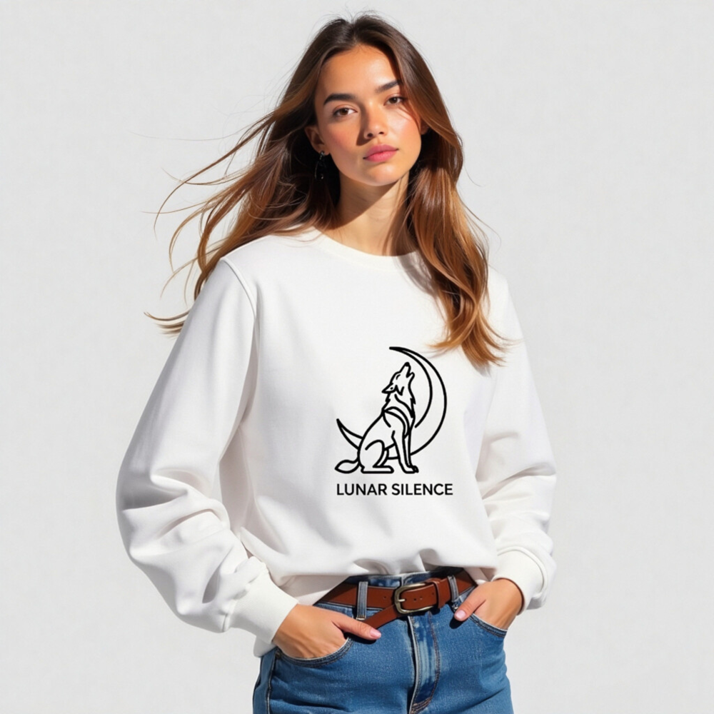Unisex Organic Sweatshirt | Lunar Silence Wolf Moon Design - Image 3