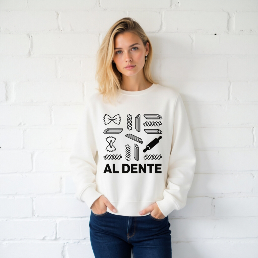 Unisex Organic Sweatshirt | Al Dente Pasta Design - Eco-Friendly & Comfortable - Image 2