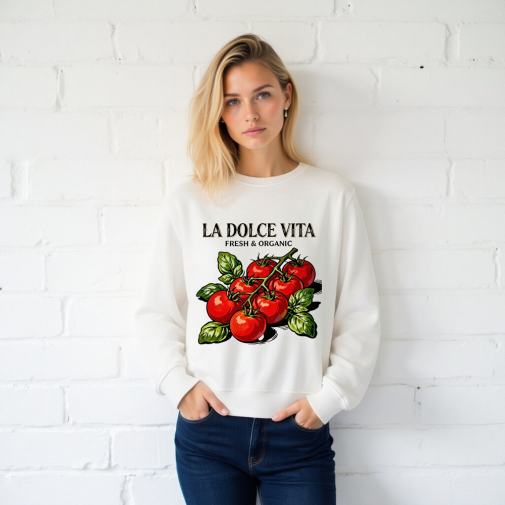 La Dolce Vita Organic Sweatshirt | Fresh & Organic Unisex Crewneck - Image 2