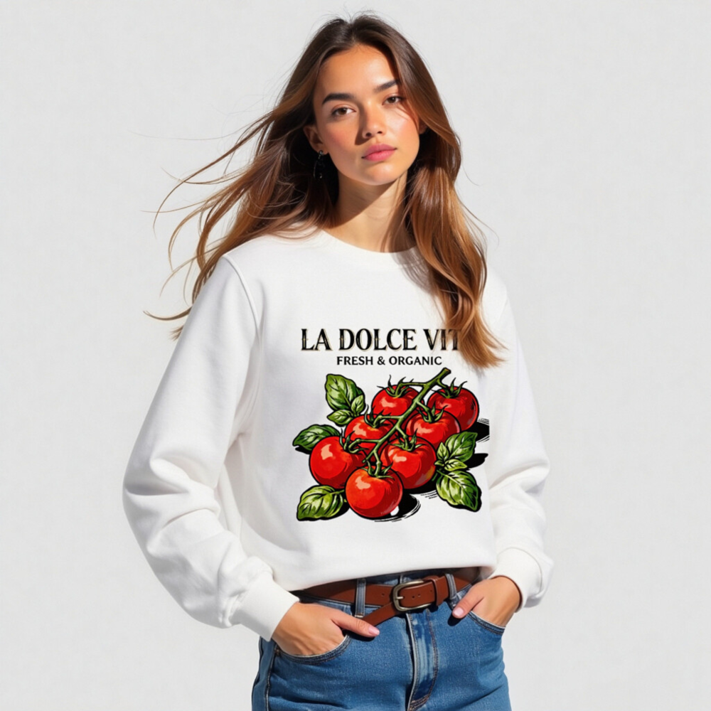 La Dolce Vita Organic Sweatshirt | Fresh & Organic Unisex Crewneck - Image 3