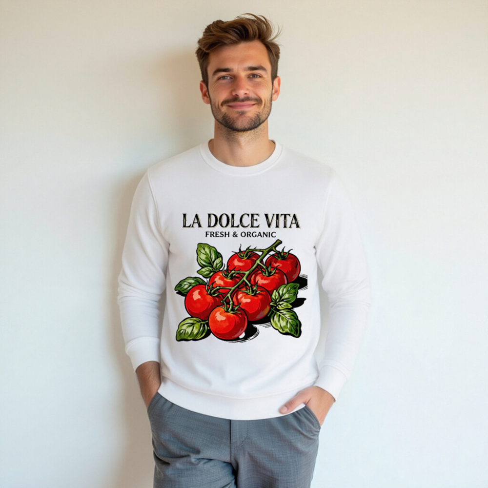 La Dolce Vita Organic Sweatshirt | Fresh & Organic Unisex Crewneck - Image 4