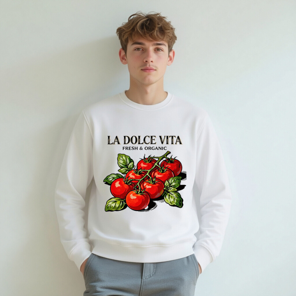 La Dolce Vita Organic Sweatshirt | Fresh & Organic Unisex Crewneck - Image 5