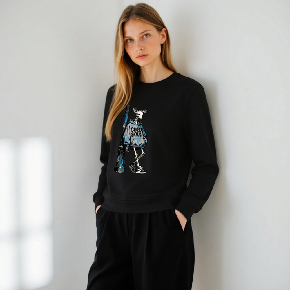 Unisex Organic Sweatshirt | Cold Soul Skeletal Deer Graphic - Eco-Friendly & Comfortable - Image 5
