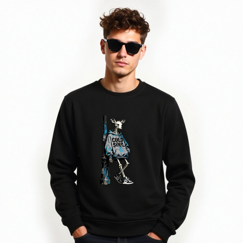 Unisex Organic Sweatshirt | Cold Soul Skeletal Deer Graphic - Eco-Friendly & Comfortable - Image 6