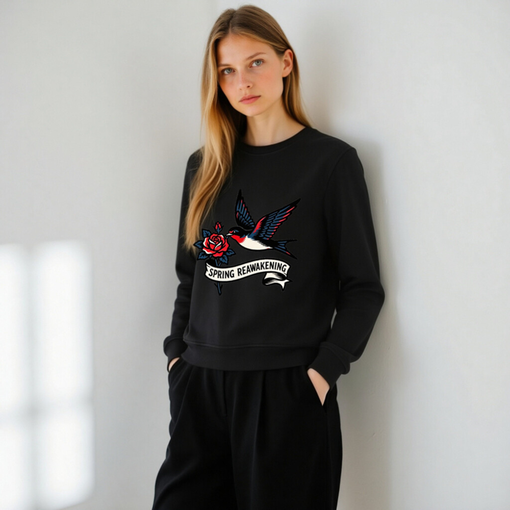 Unisex Organic Sweatshirt | Spring Reawakening Bird & Rose Design - Image 5