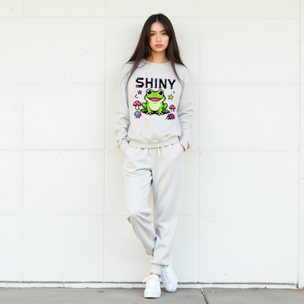 Shiny Frog Pixel Art Unisex Crew Neck Sweatshirt - Retro Gaming Style - Image 5