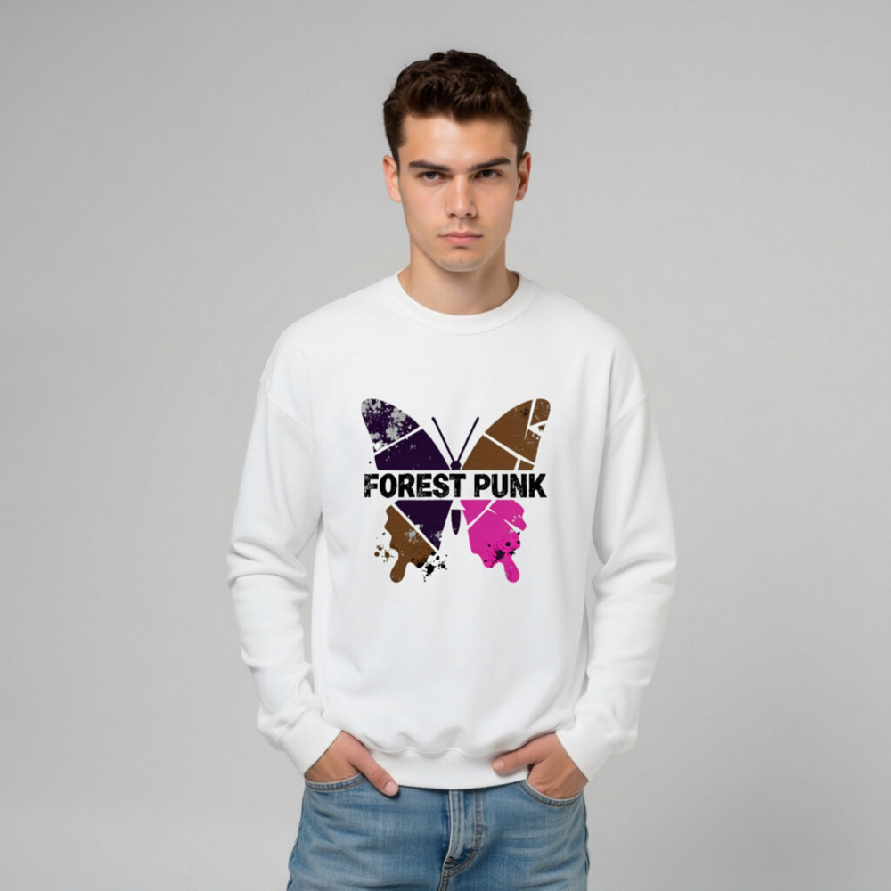 Unisex Forest Punk Butterfly Sweatshirt | Vintage Graphic Crew Neck - Image 6