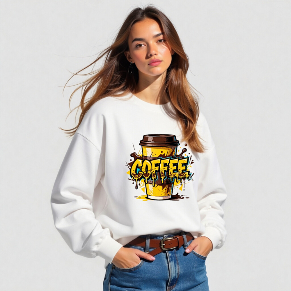 Unisex Coffee Cup Sweatshirt - Comfortable Crew Neck Graphic Tee for Coffee Lovers - Image 3