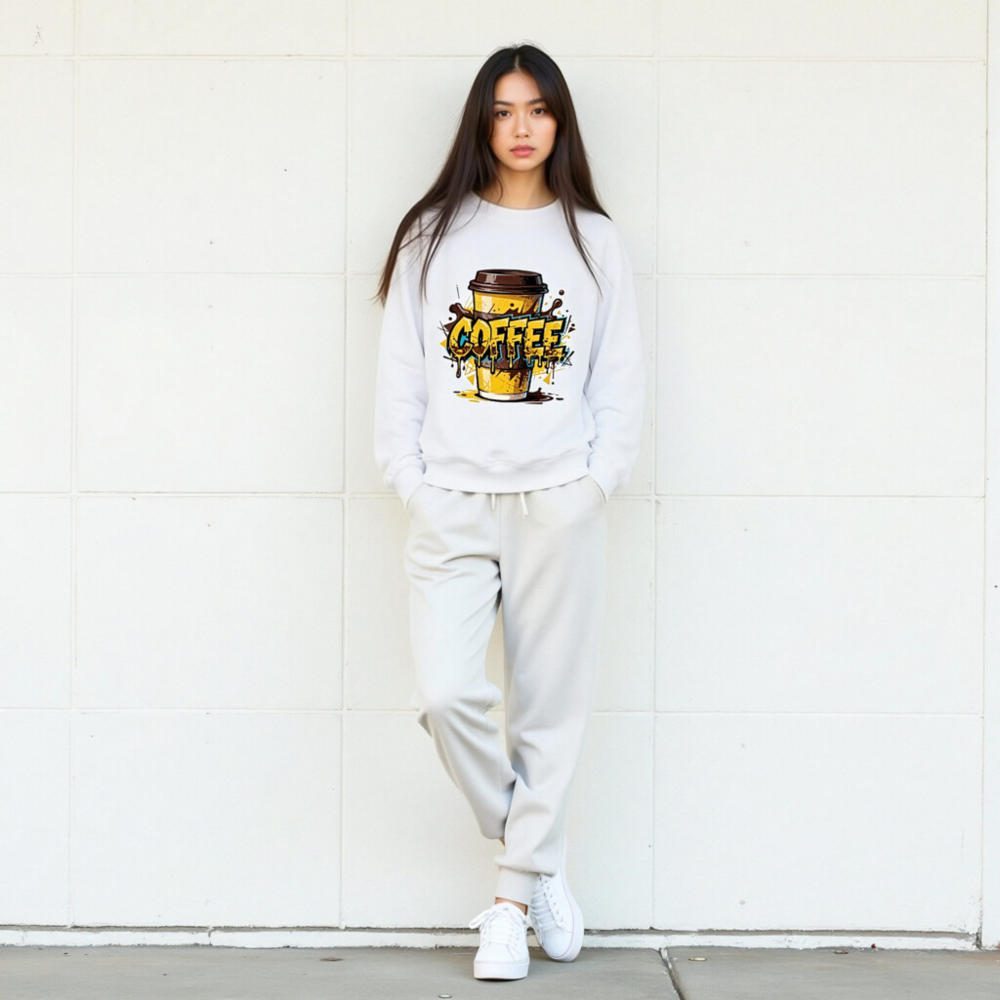 Unisex Coffee Cup Sweatshirt - Comfortable Crew Neck Graphic Tee for Coffee Lovers - Image 5