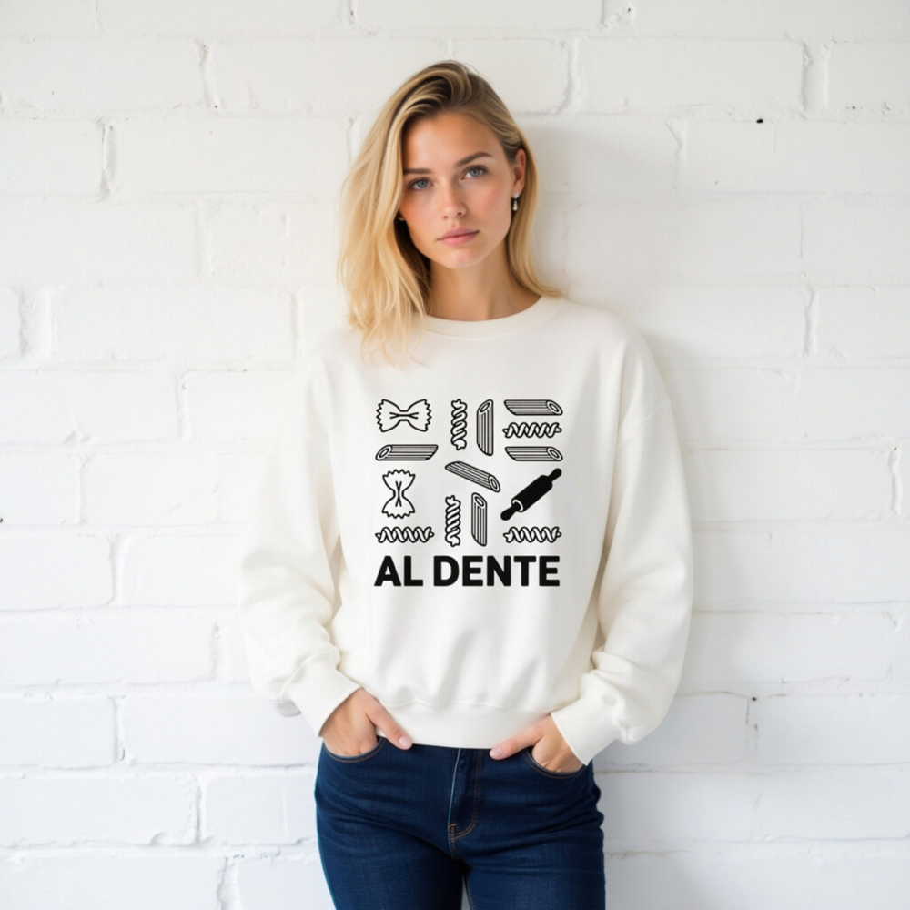 Al Dente Unisex Sweatshirt | Pasta & Rolling Pin Design | Comfortable Crew Neck - Image 2