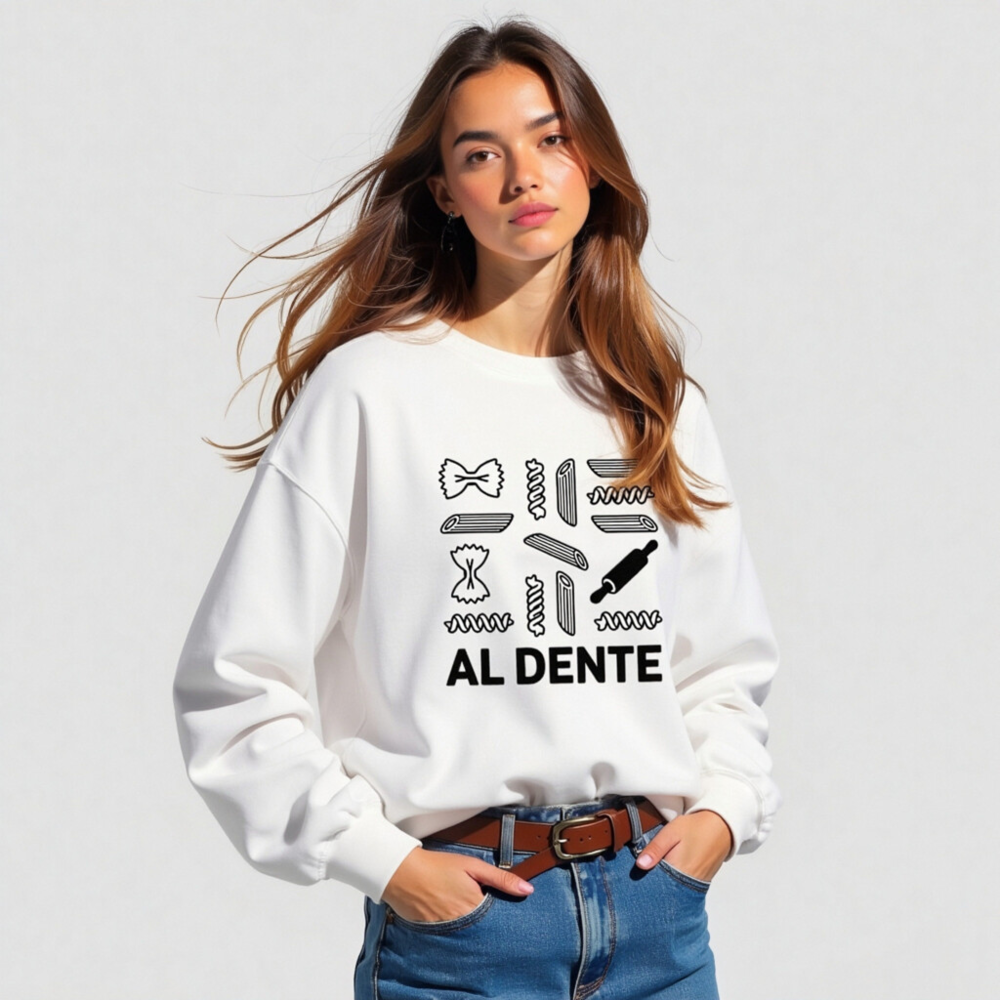 Al Dente Unisex Sweatshirt | Pasta & Rolling Pin Design | Comfortable Crew Neck - Image 3