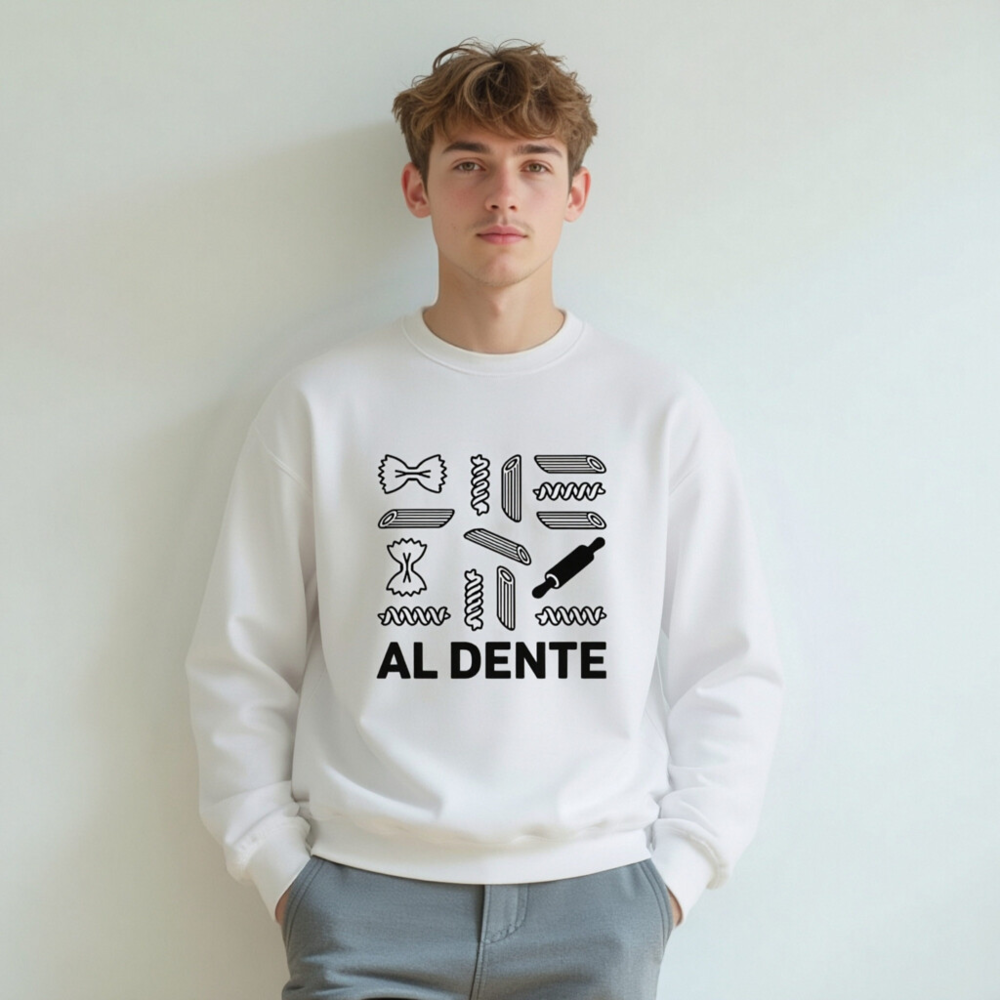 Al Dente Unisex Sweatshirt | Pasta & Rolling Pin Design | Comfortable Crew Neck - Image 4