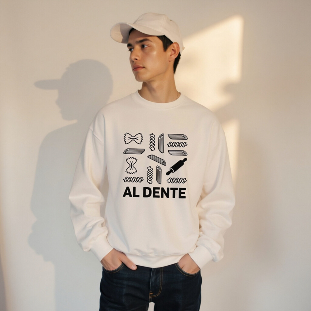 Al Dente Unisex Sweatshirt | Pasta & Rolling Pin Design | Comfortable Crew Neck - Image 7