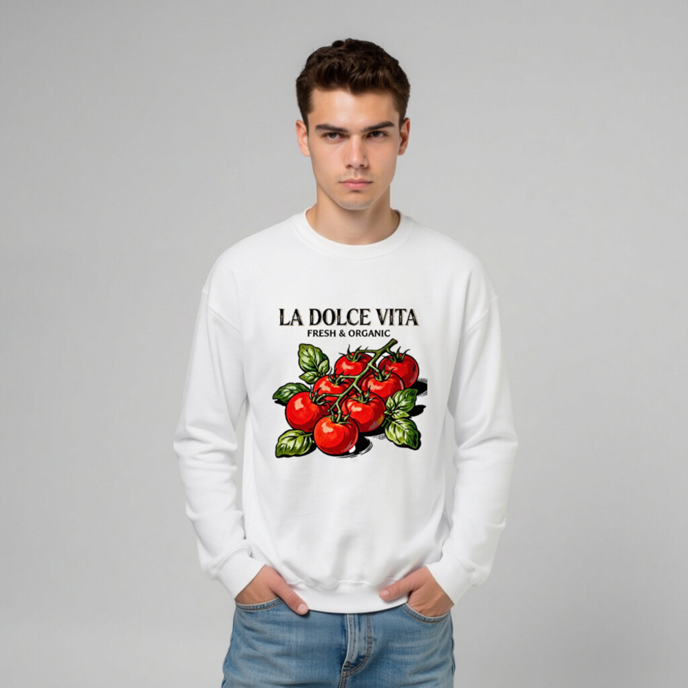 La Dolce Vita Organic Tomato Crew Neck Sweatshirt - Unisex, Fresh & Organic - Image 6