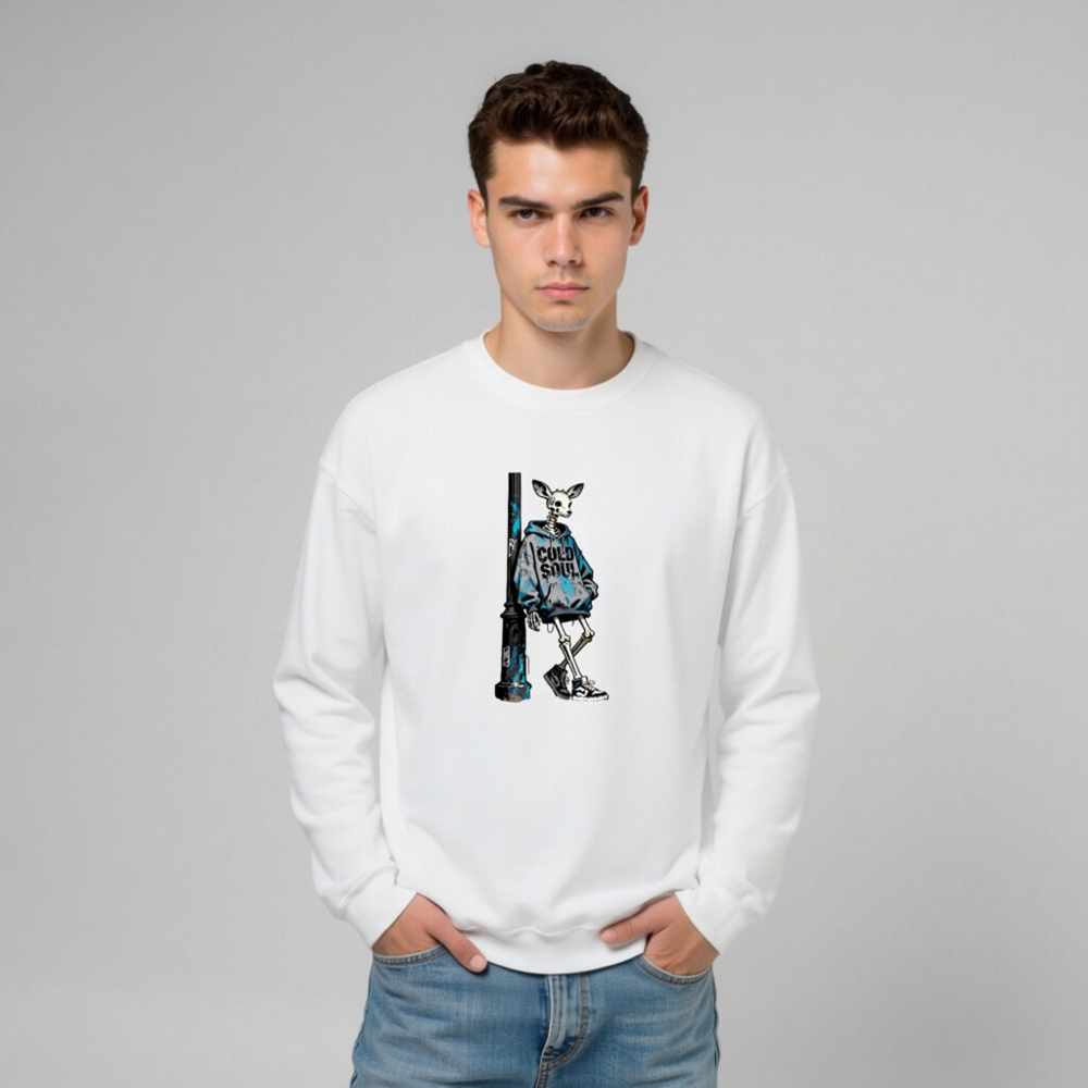 Unisex Crew Neck Sweatshirt - Cold Soul Skeleton Deer Graphic Hoodie - Image 6