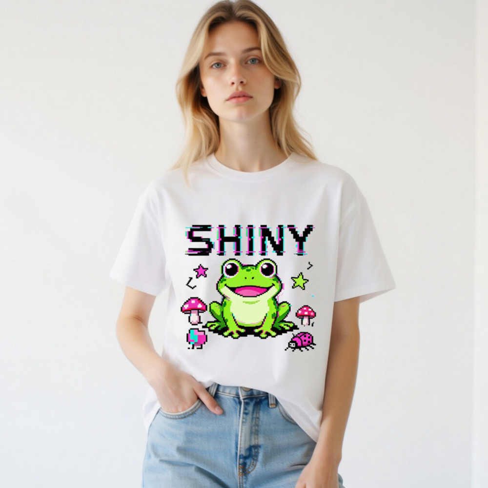 Shiny Pixel Frog Unisex Organic Cotton T-Shirt - Eco-Friendly & Comfortable - Image 2