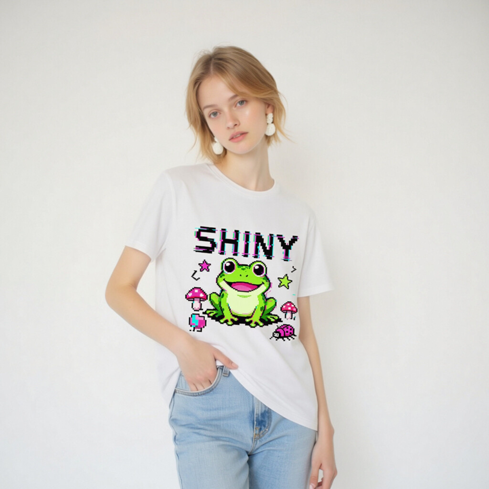 Shiny Pixel Frog Unisex Organic Cotton T-Shirt - Eco-Friendly & Comfortable - Image 4