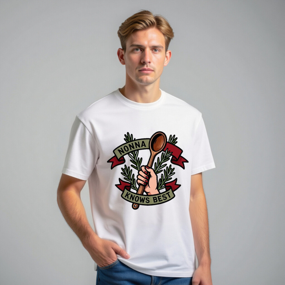 Nonna Knows Best Unisex Organic Cotton T-Shirt - Rosemary & Wooden Spoon Design - Image 7