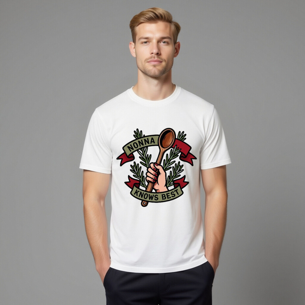 Nonna Knows Best Unisex Organic Cotton T-Shirt - Rosemary & Wooden Spoon Design - Image 8