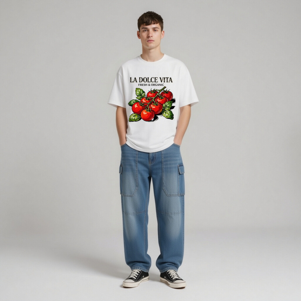 LA DOLCE VITA Organic Cotton T-Shirt | Fresh & Organic Tomato Design - Image 5