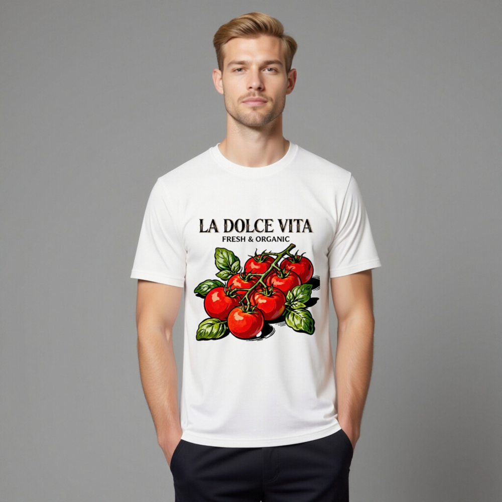 LA DOLCE VITA Organic Cotton T-Shirt | Fresh & Organic Tomato Design - Image 8