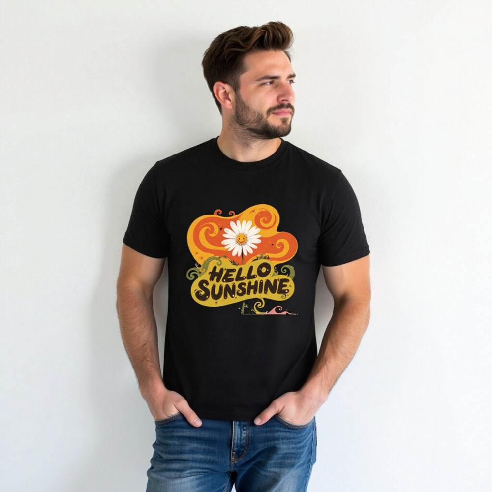 Unisex Organic Cotton T-Shirt | Hello Sunshine Flower Design - Image 3