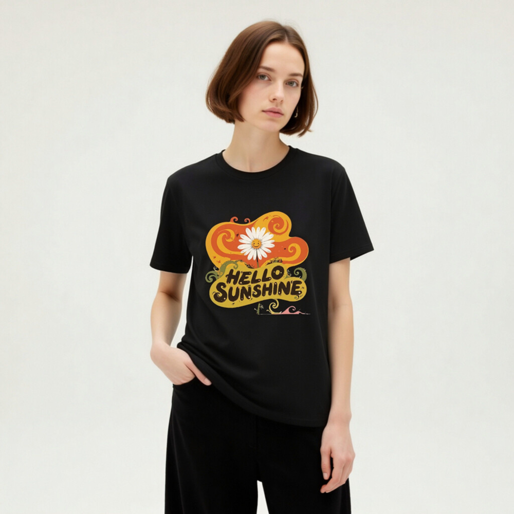 Unisex Organic Cotton T-Shirt | Hello Sunshine Flower Design - Image 4