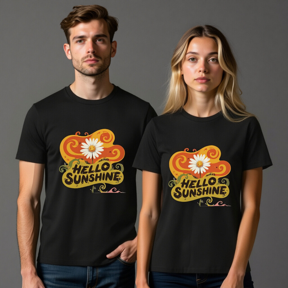 Unisex Organic Cotton T-Shirt | Hello Sunshine Flower Design - Image 7