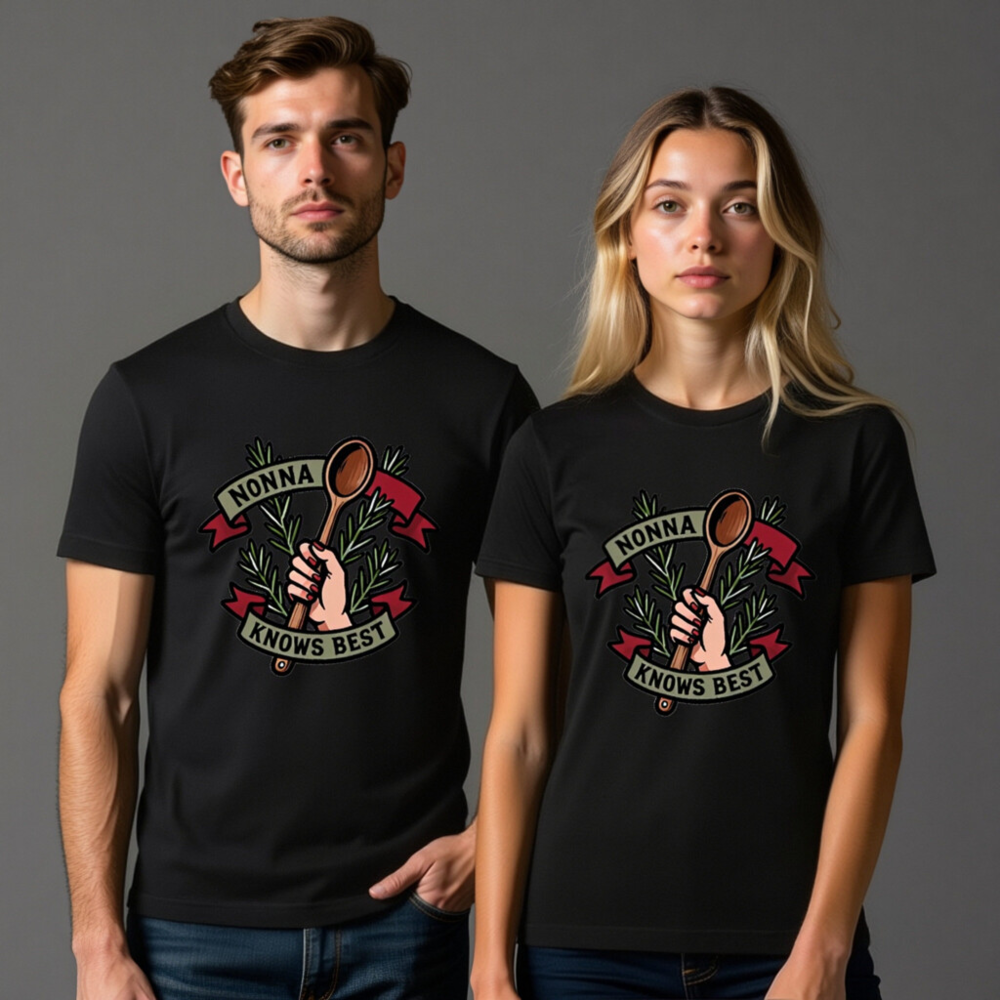 Nonna Knows Best Unisex T-Shirt - Rosemary & Wooden Spoon Design - Image 7