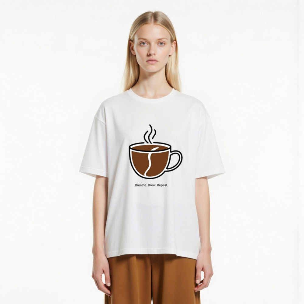 Unisex Staple T-Shirt | Breathe. Brew. Repeat. Coffee Cup Design - Image 2