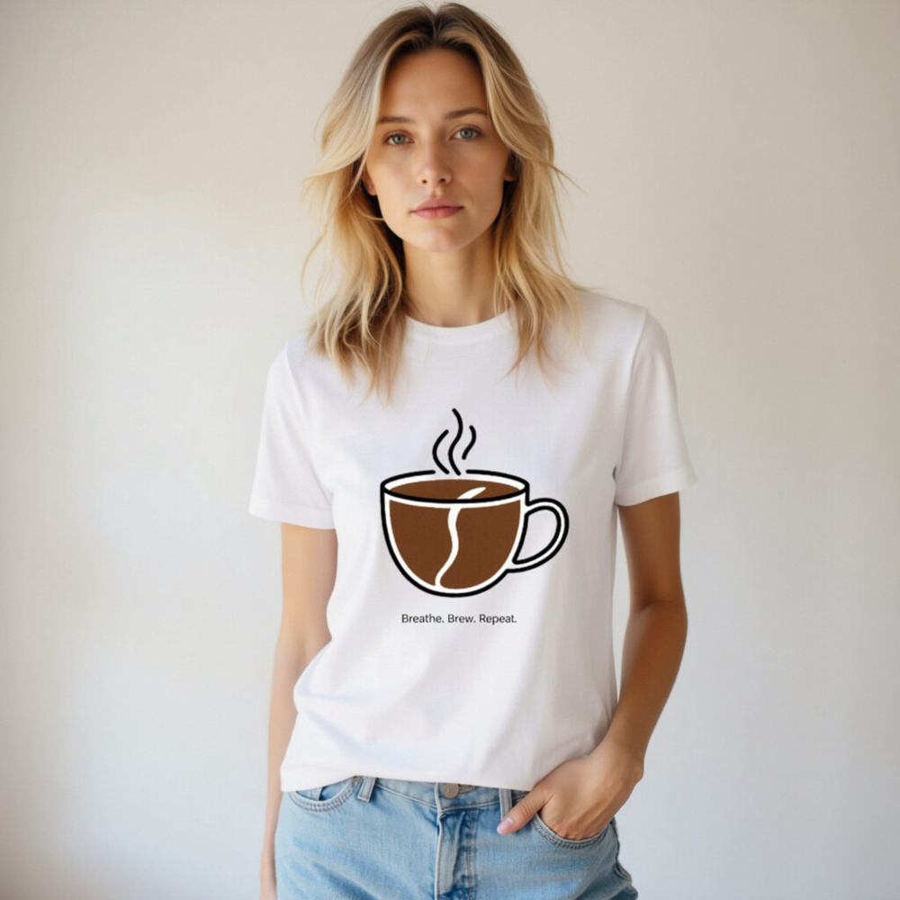 Unisex Staple T-Shirt | Breathe. Brew. Repeat. Coffee Cup Design - Image 4