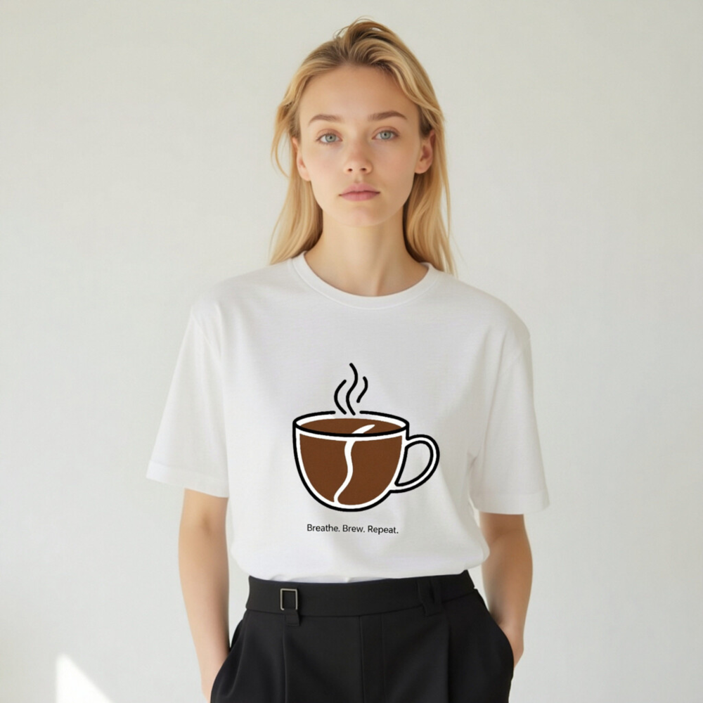 Unisex Staple T-Shirt | Breathe. Brew. Repeat. Coffee Cup Design - Image 5