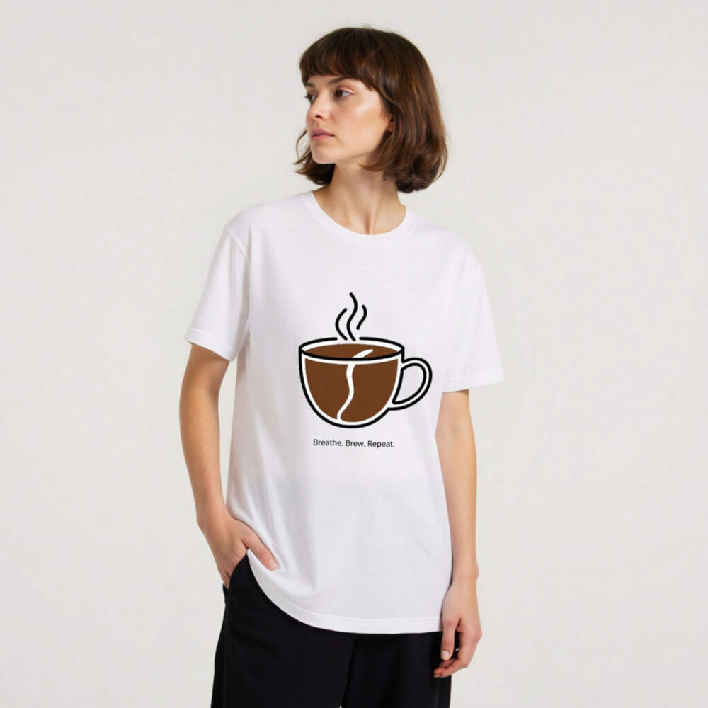 Unisex Staple T-Shirt | Breathe. Brew. Repeat. Coffee Cup Design - Image 6