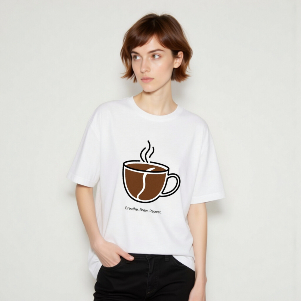Unisex Staple T-Shirt | Breathe. Brew. Repeat. Coffee Cup Design - Image 7